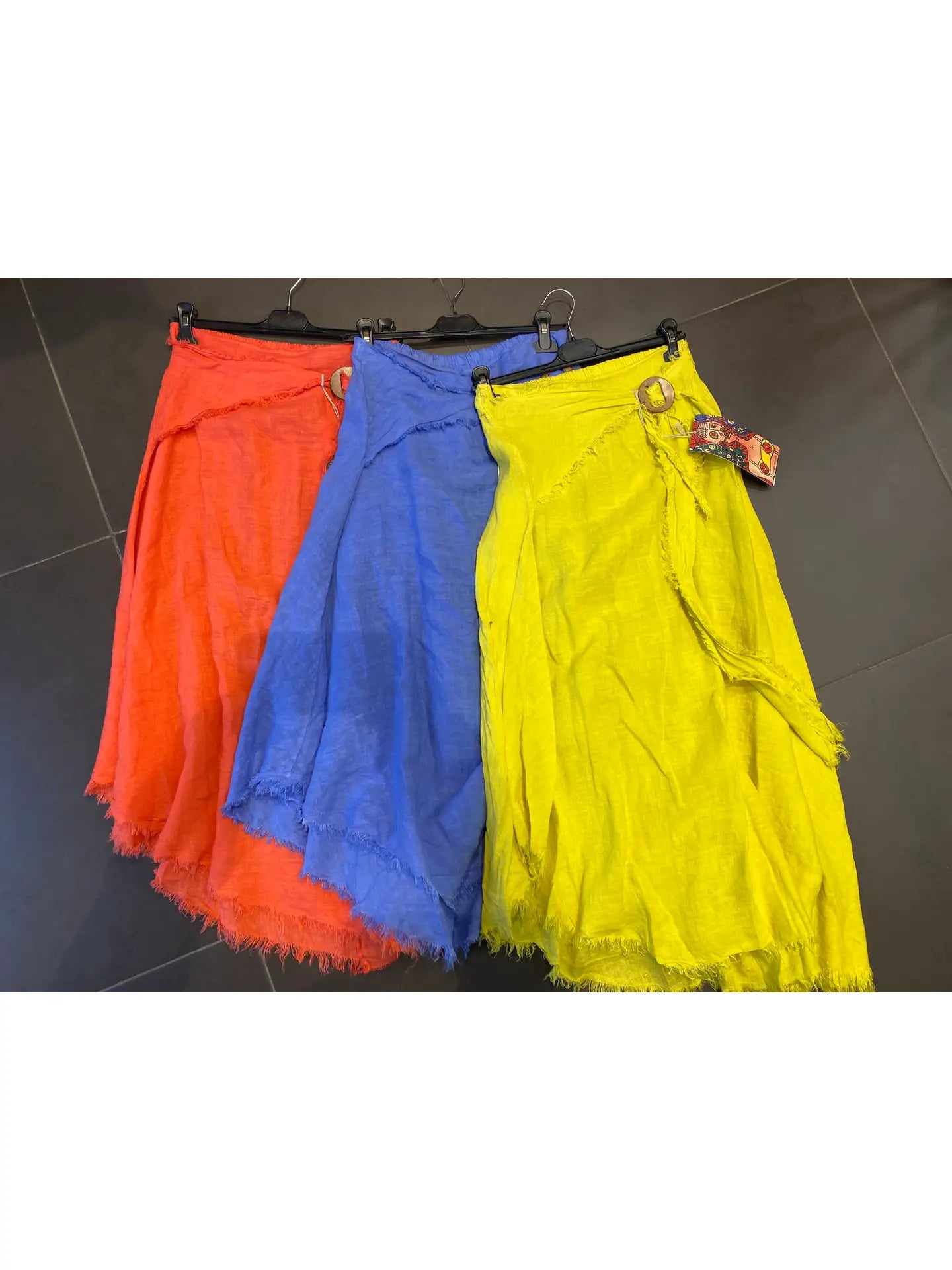 Linen Skirt with Fringe Edges