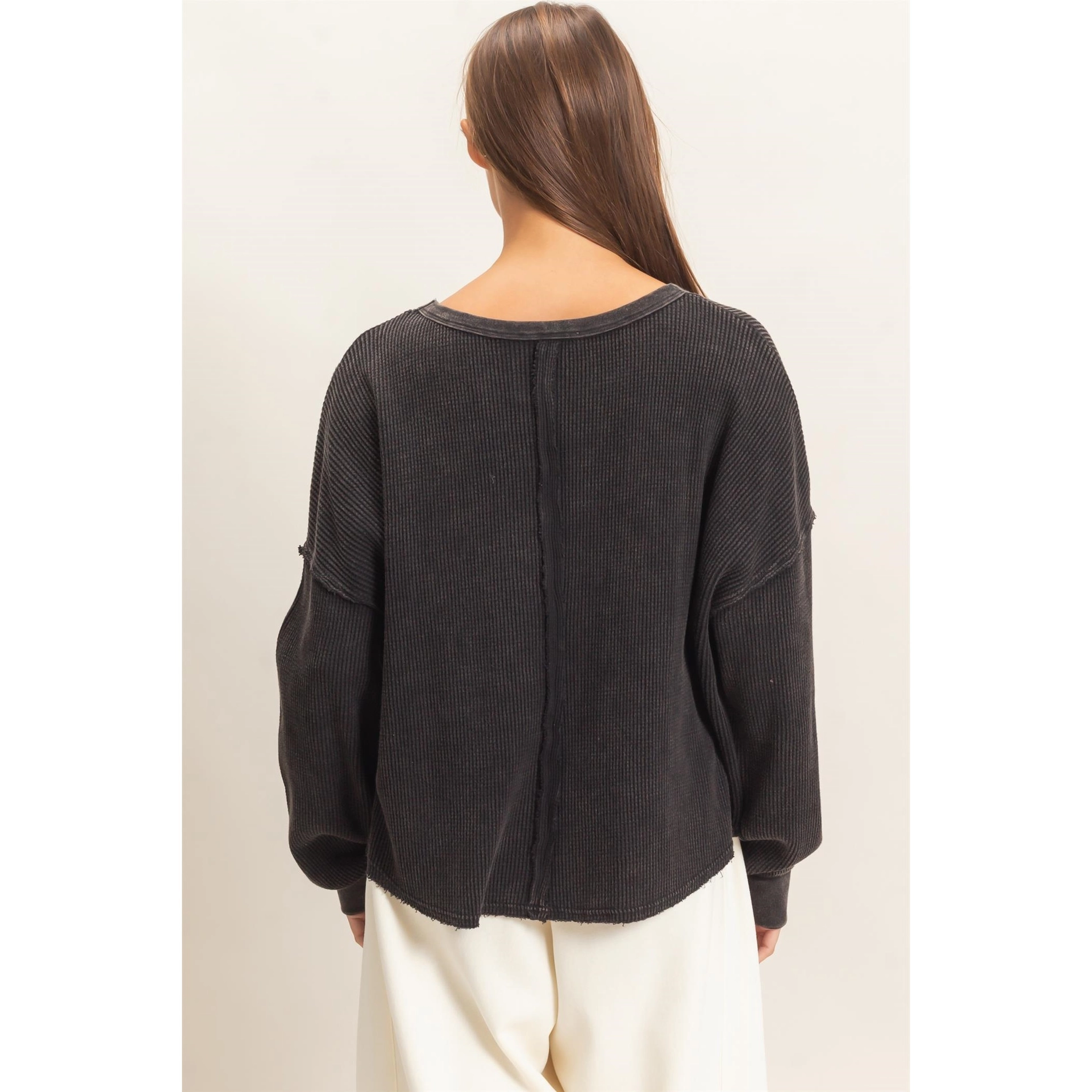 Mineral Wash Waffle Oversized Top