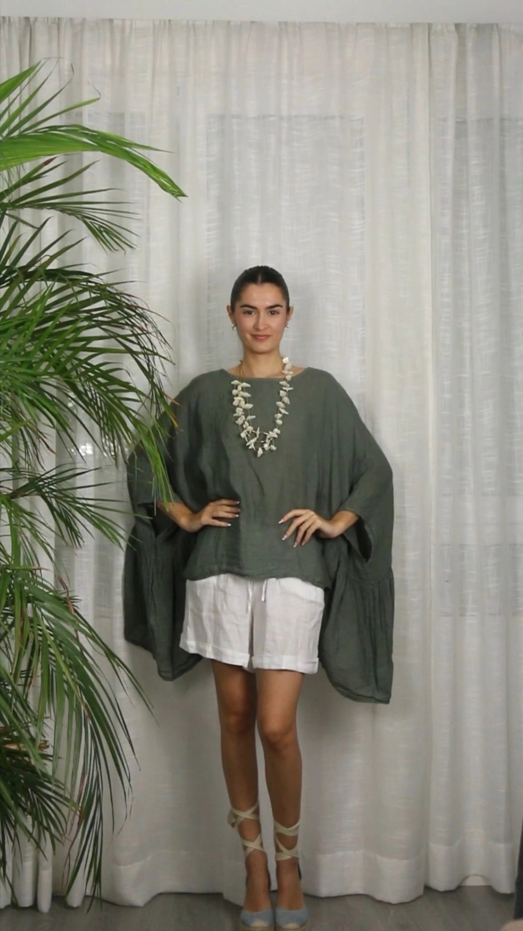 100% Linen Poncho Style Blouse