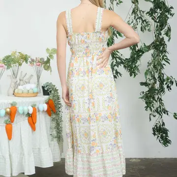 Border Floral Midi Dress