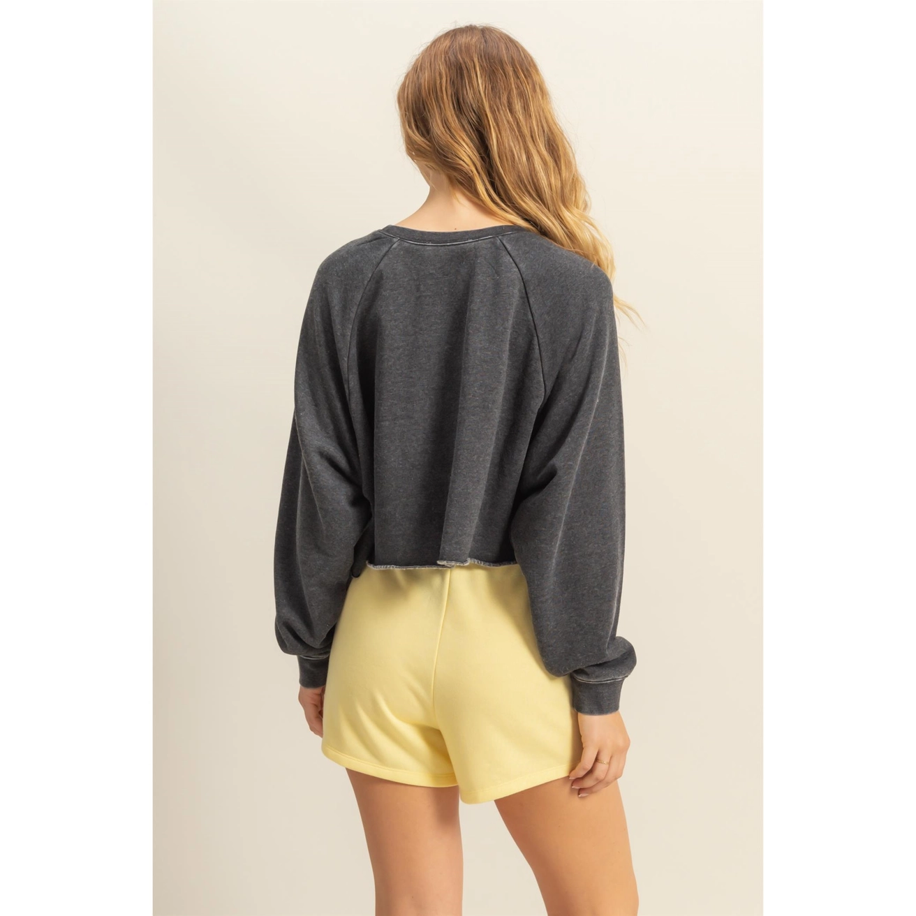 Mineral Wash Sweatshirt With Raw Hem