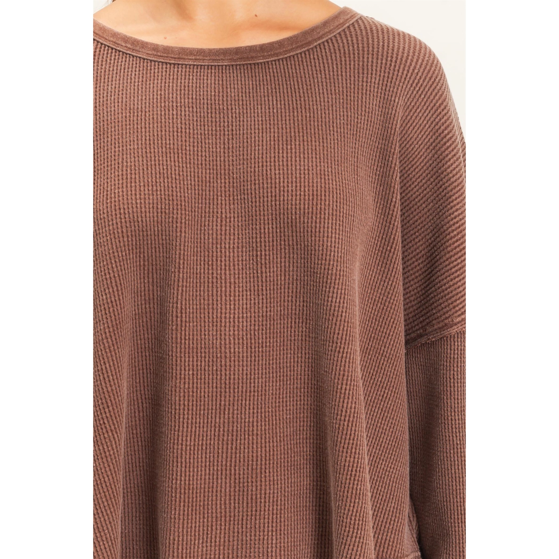 Mineral Wash Waffle Oversized Top