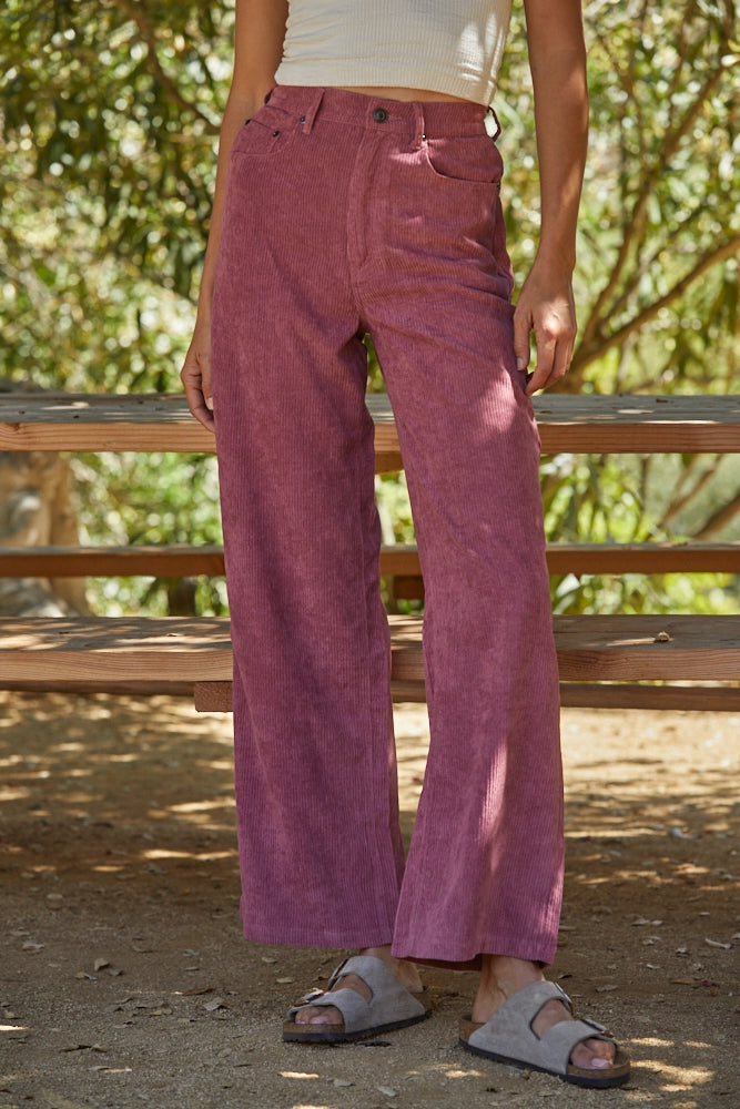 Corduroy High Waisted Straight Pants