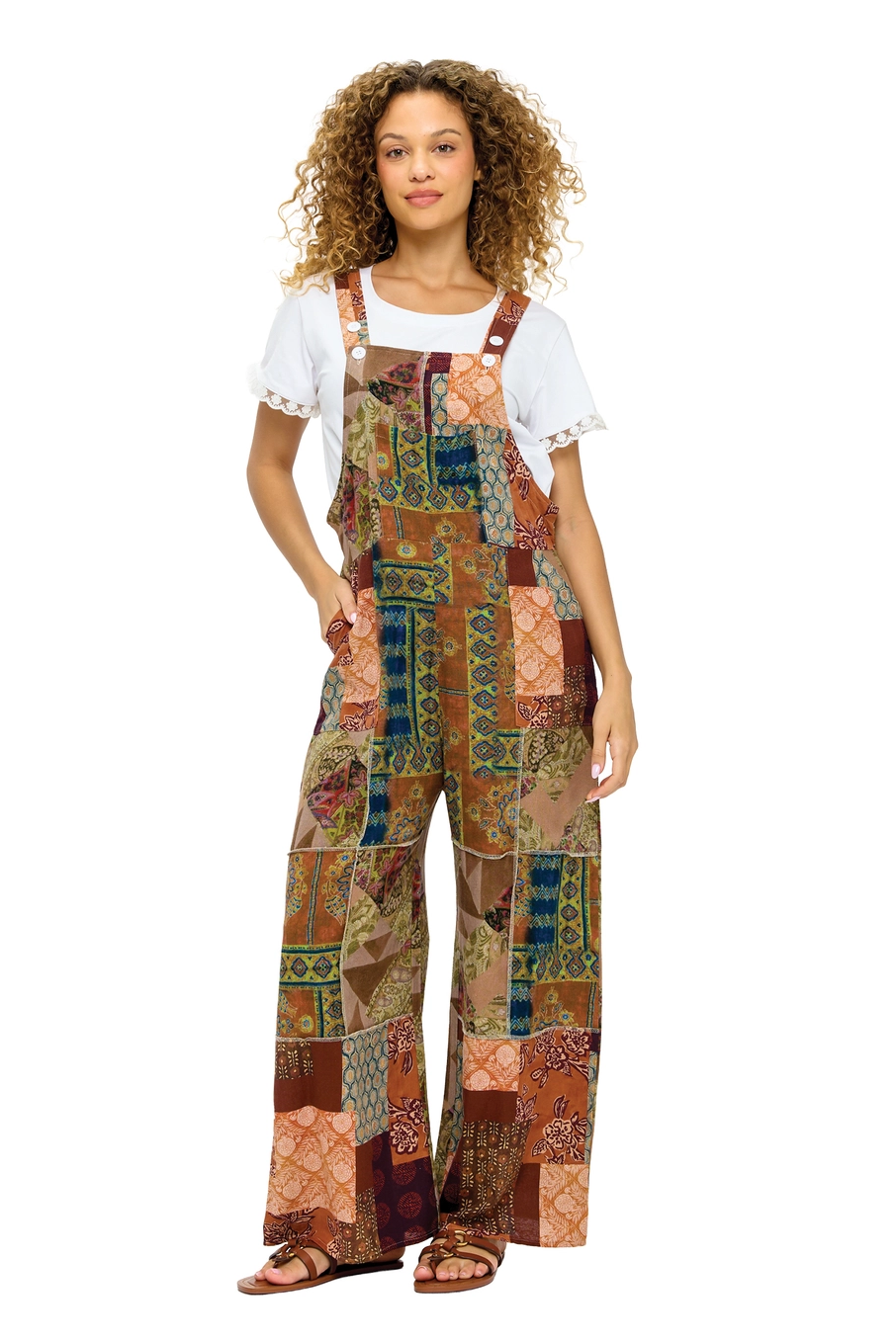 Cotton Patchwork Earthy Boho Overall