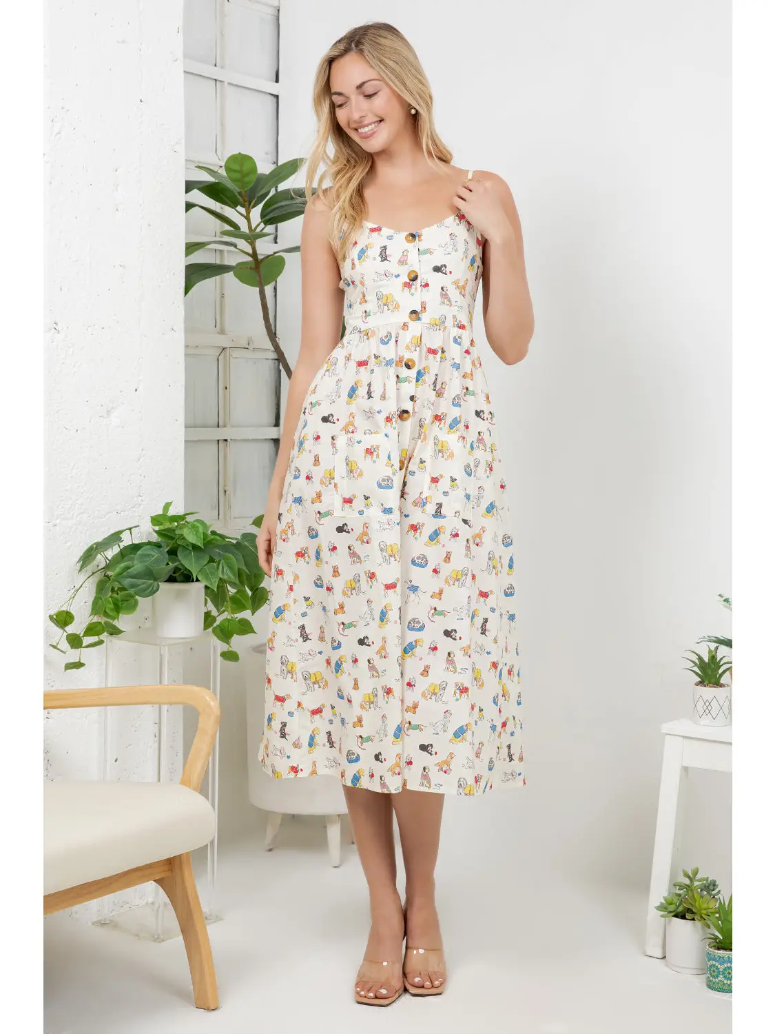 Dog Print Cami Dress