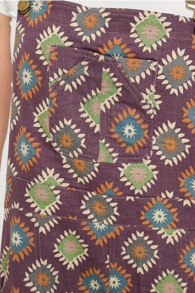 Diamond Floral Print Overalls