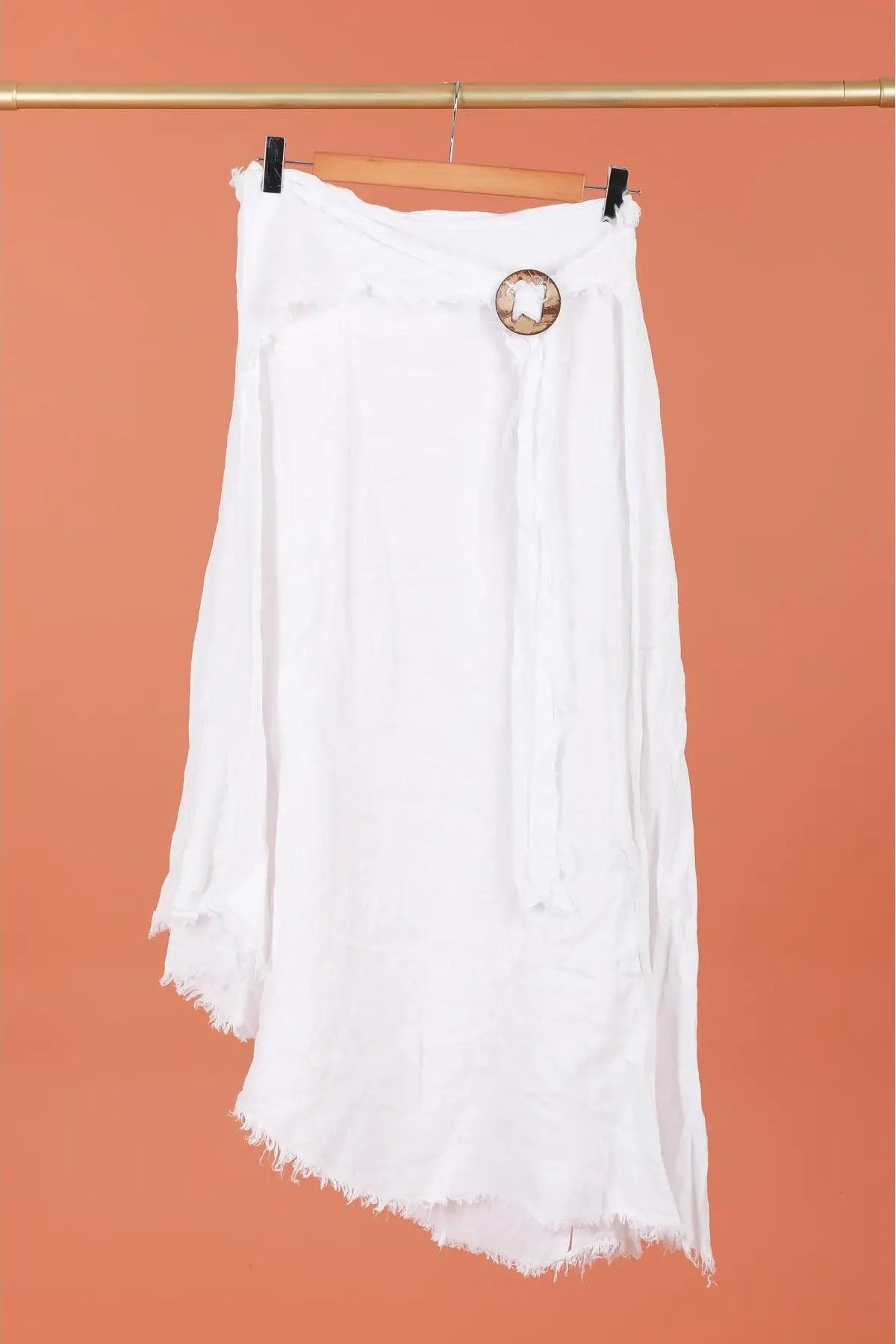 Linen Skirt with Fringe Edges