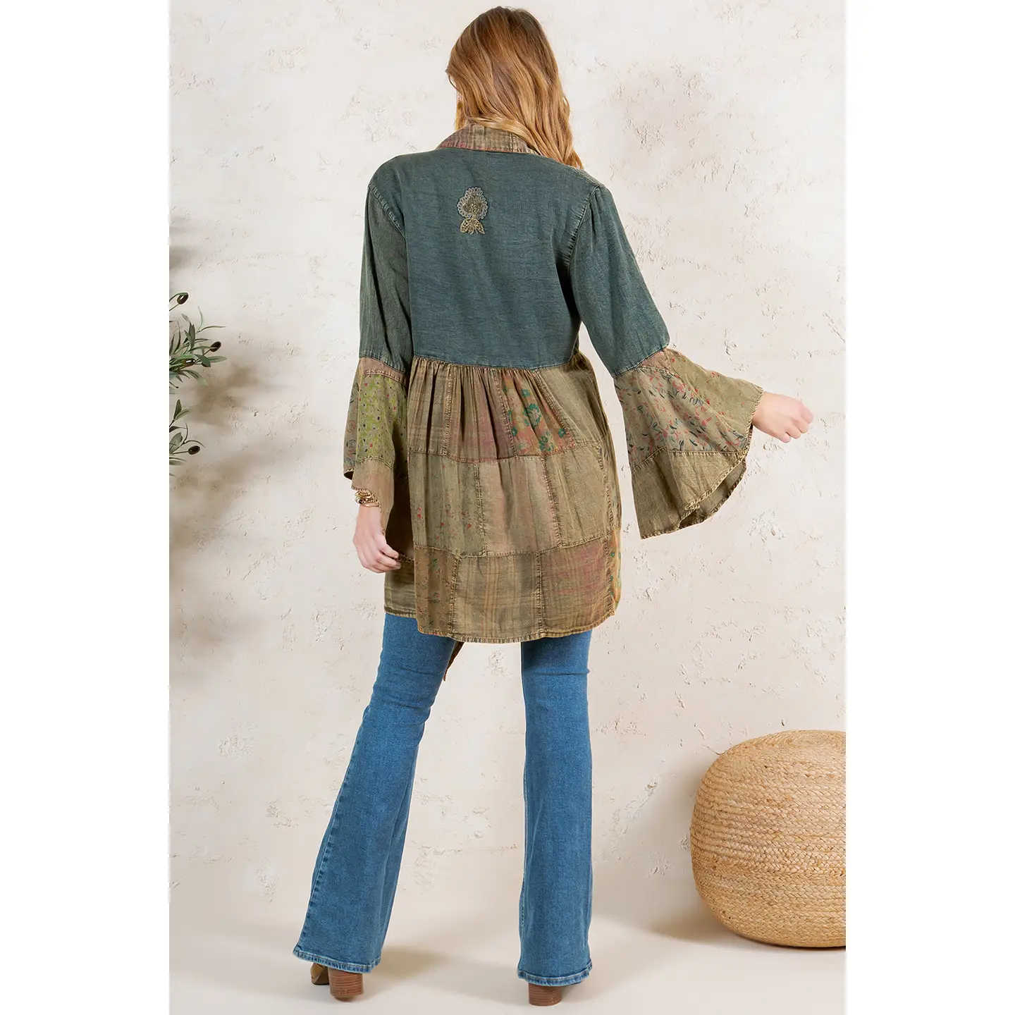 Boho Embroidered Denim Shrug