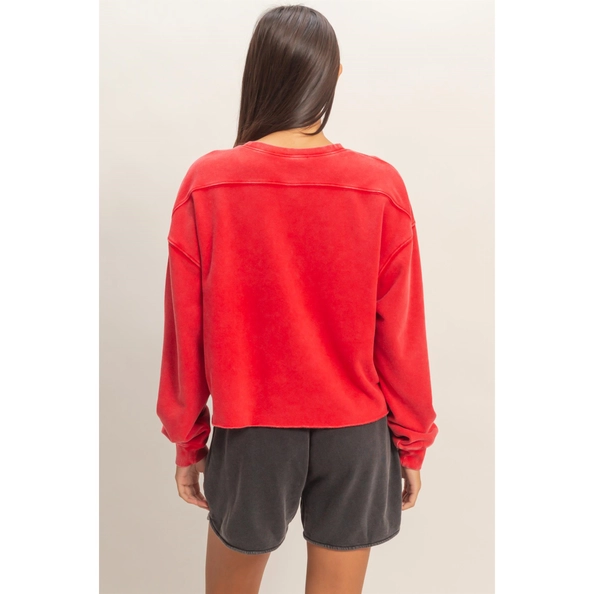 Cropped Mineral Wash Sweatshirt