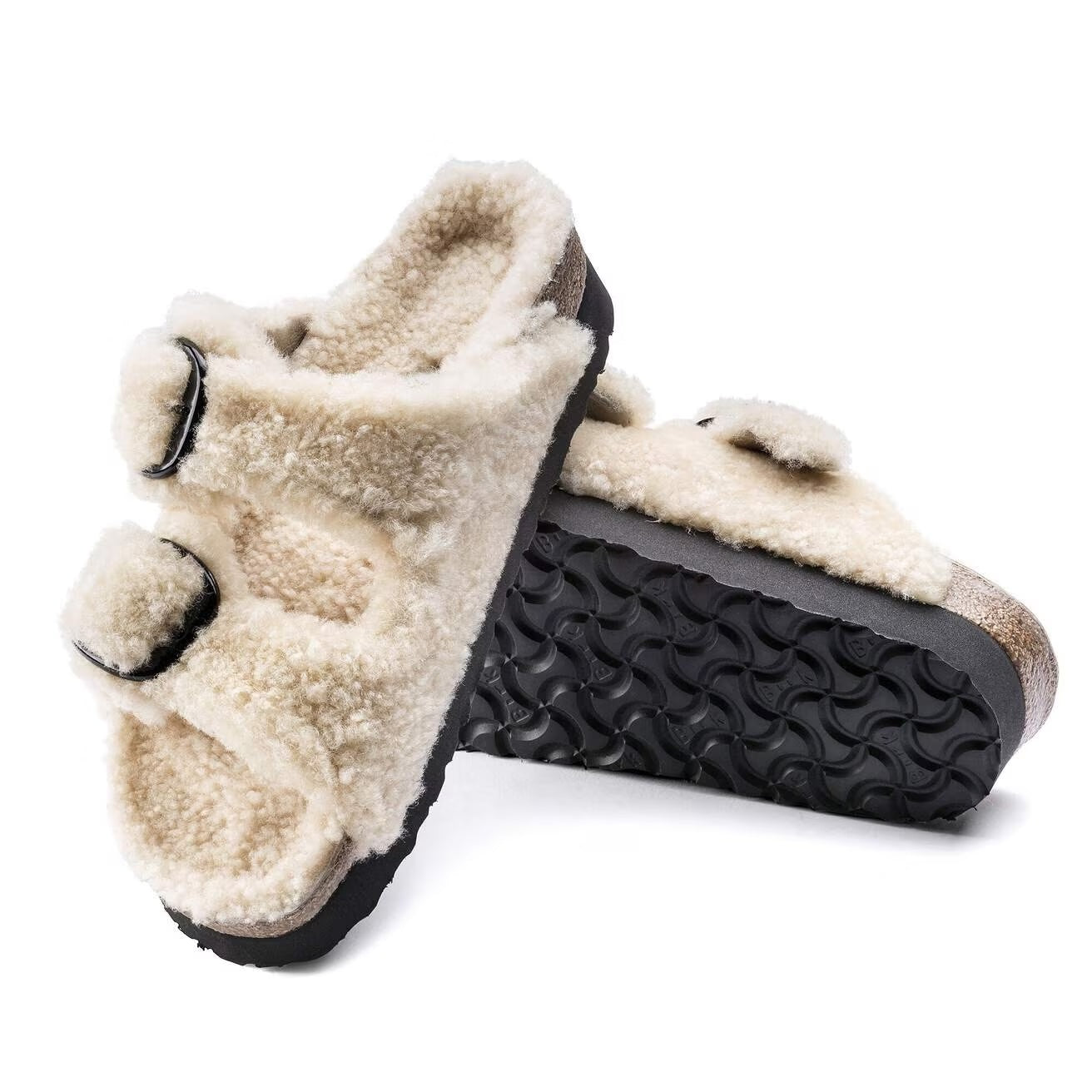 Arizona Big Buckle Shearling Platform Sandal