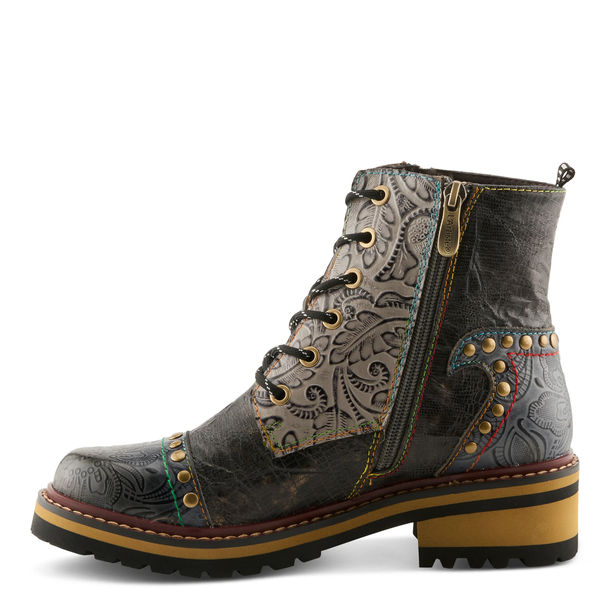Rugup Leather Bootie with Mixed Textiles