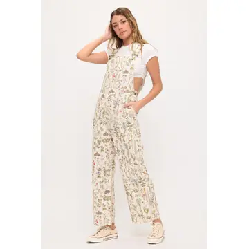 Whimsical Cat Tails Print Overall