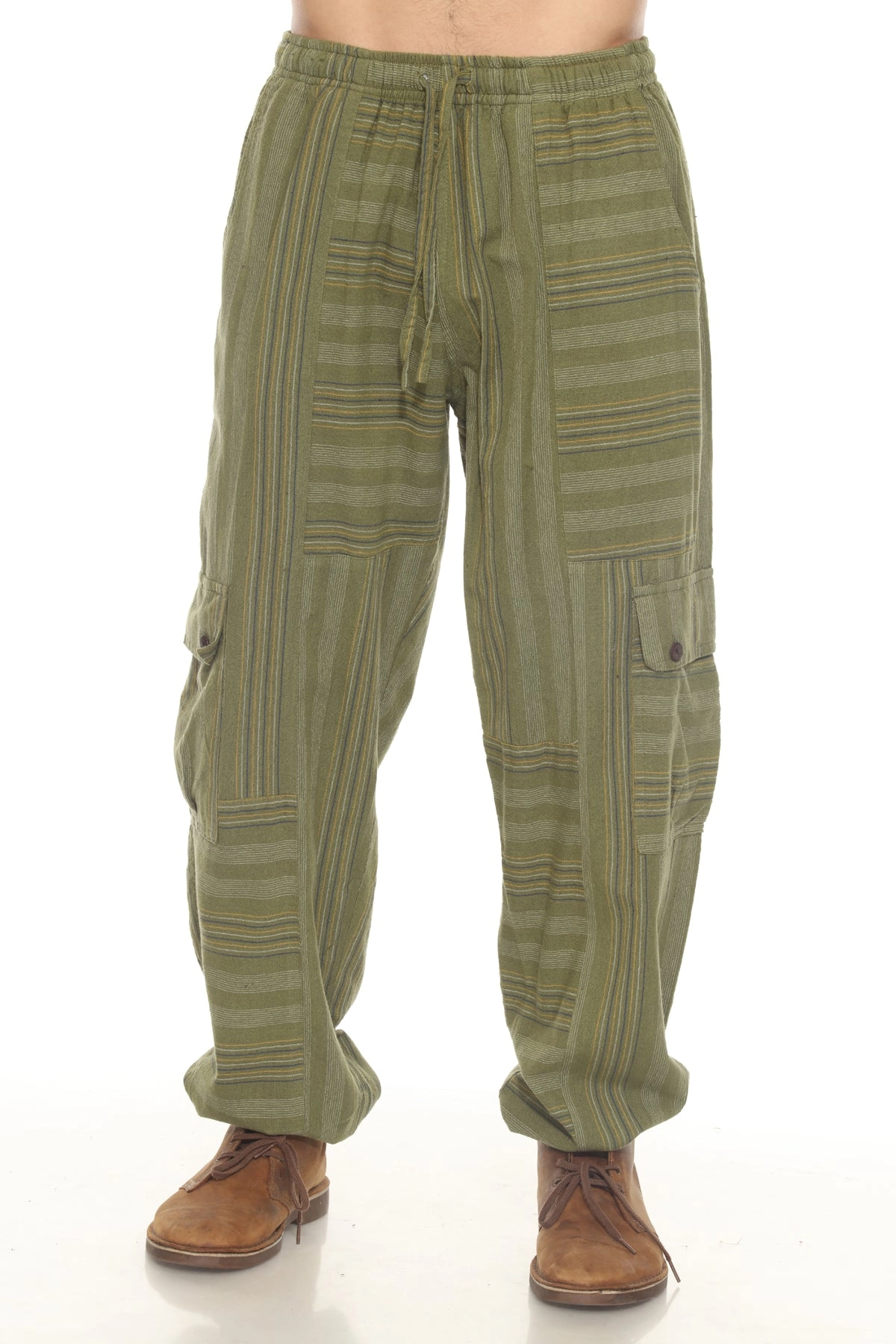 Unisex Patchwork Strip Cargo Pants