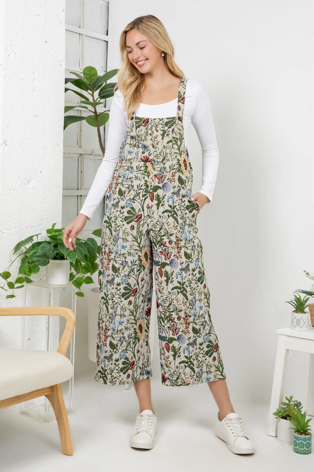 Floral Print Tapestry Overall
