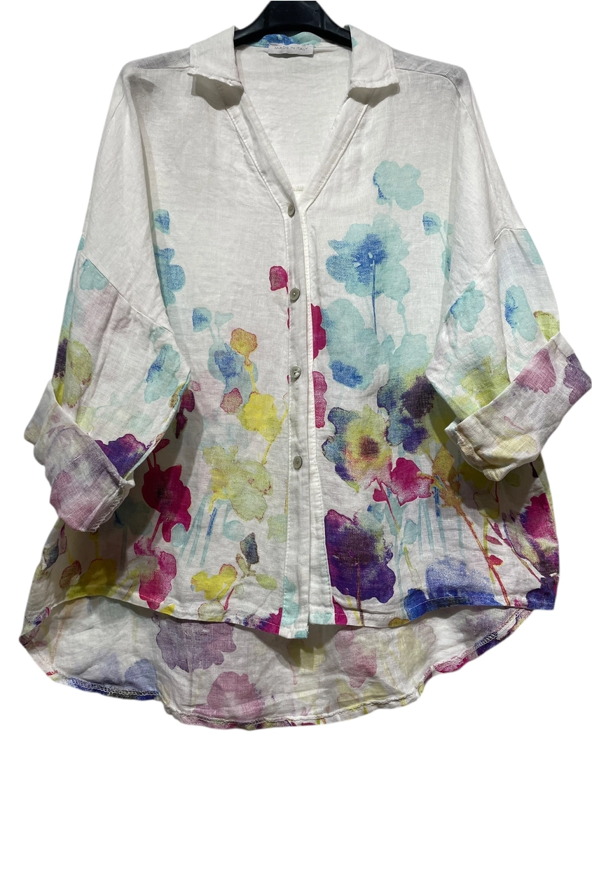 Floral Linen Button Down Shirt
