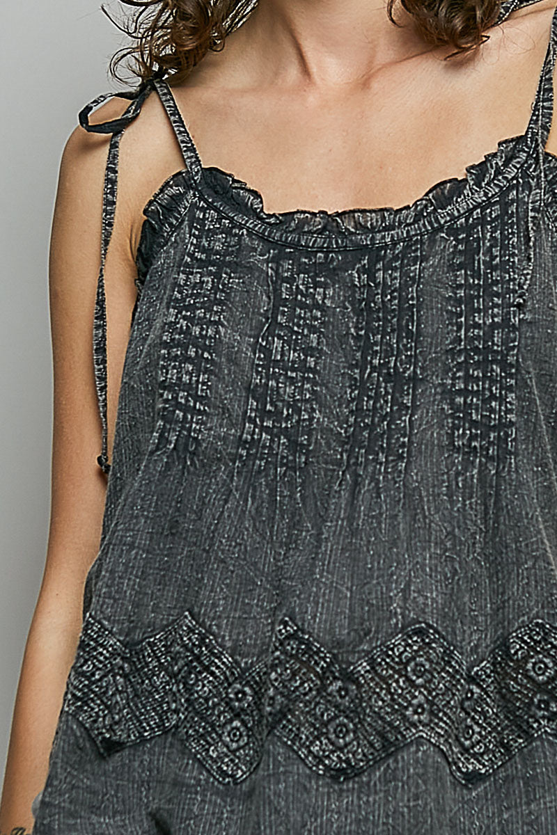 Cotton Lace Panel Tank Top