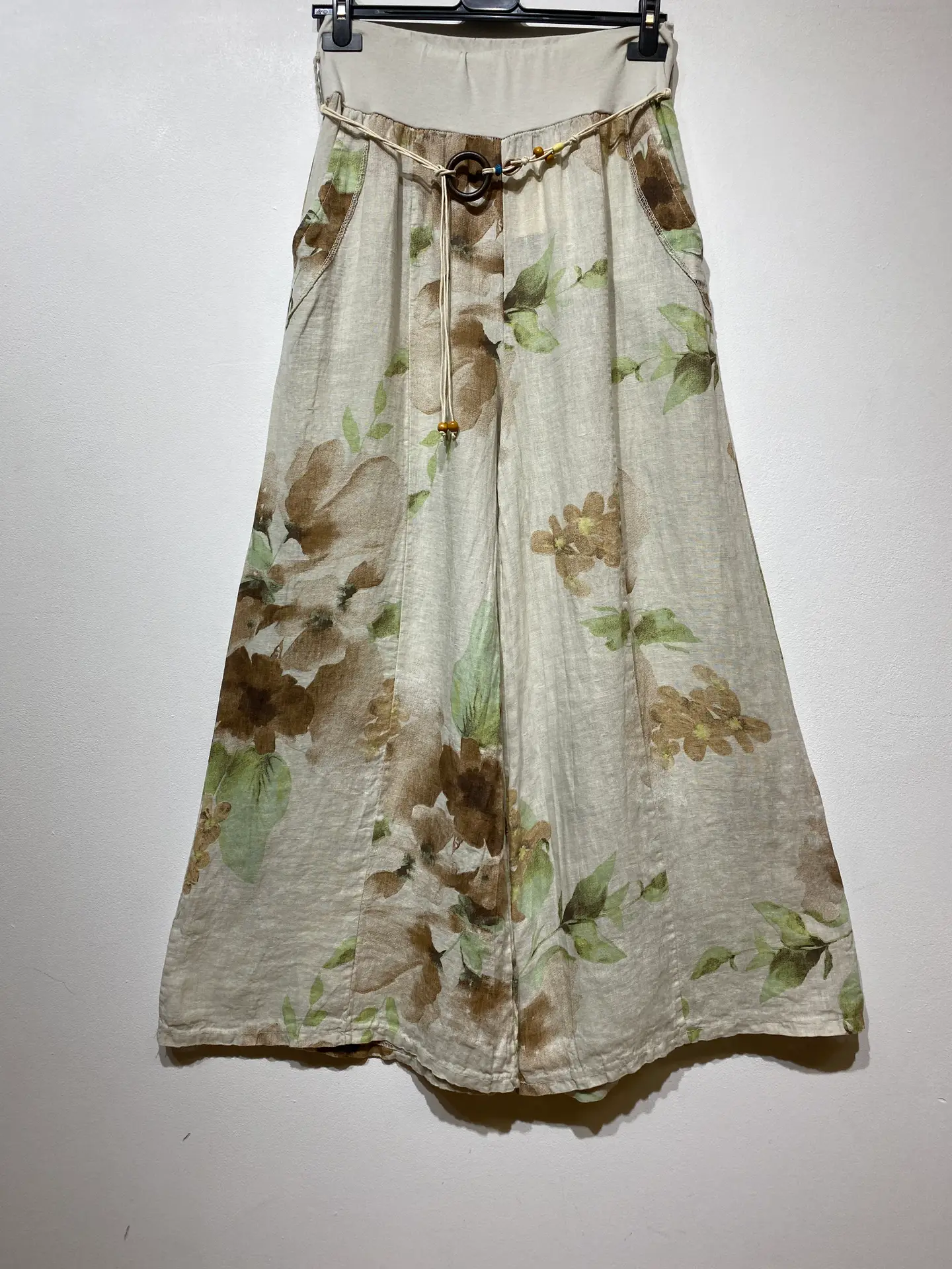 Floral Wide Linen Pants