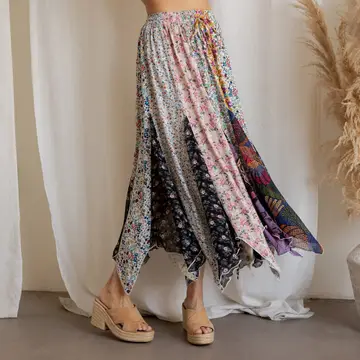 Patchwork Handkerchief Maxi Skirt