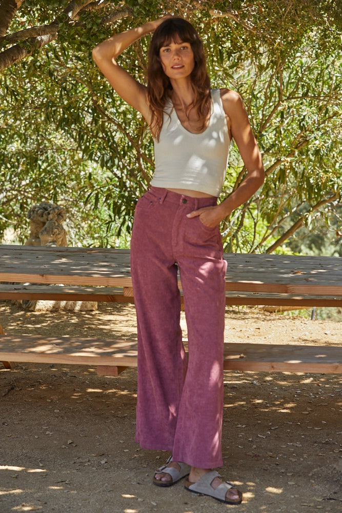 Corduroy High Waisted Straight Pants