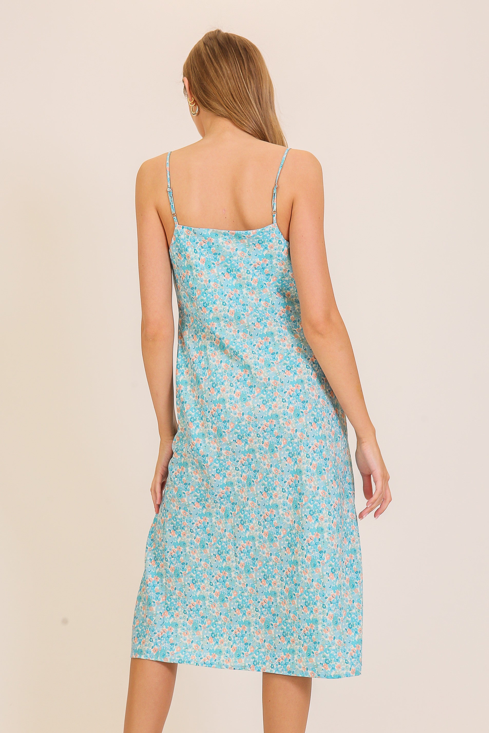 Floral Print Cowl Neck Dress