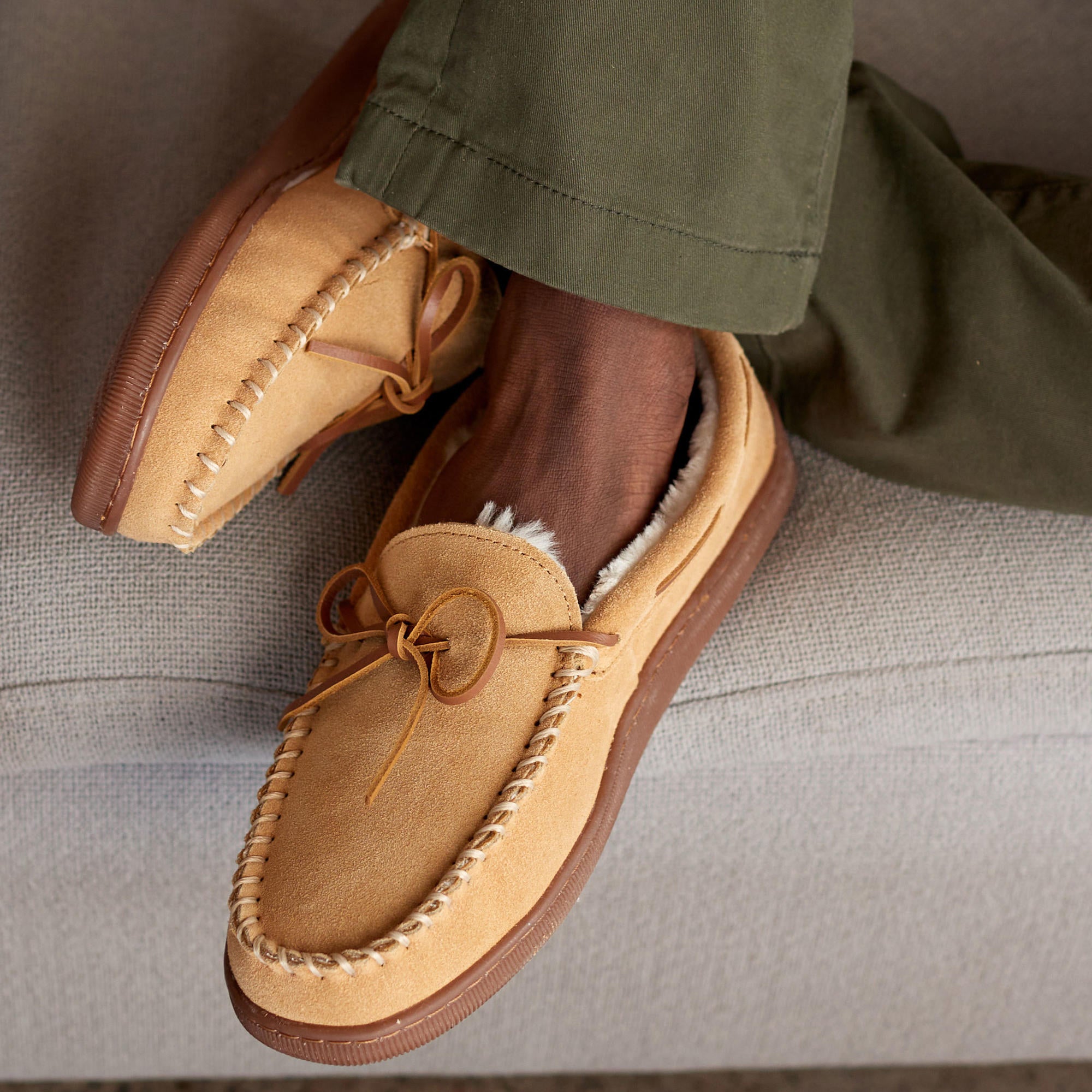 Men's Suede Pile Lined Hardsole Slipper