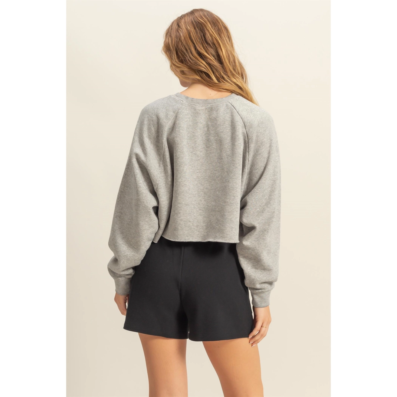 Mineral Wash Sweatshirt With Raw Hem