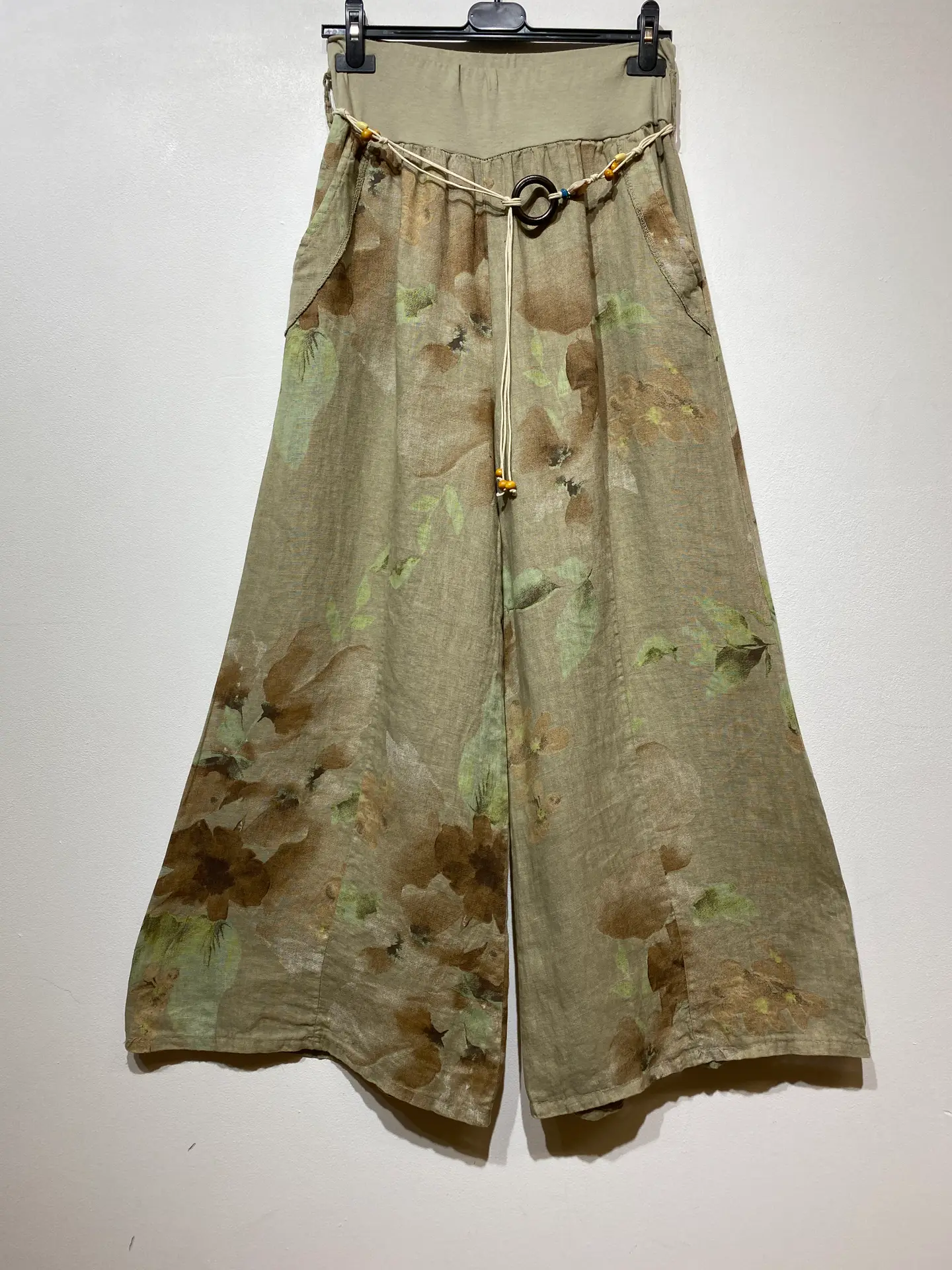 Floral Wide Linen Pants