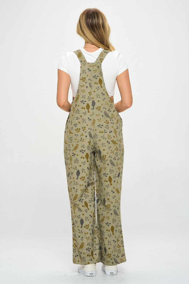 Bird Floral Overalls