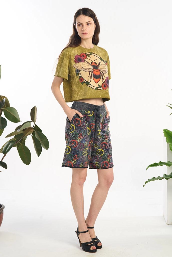 Cotton Stone Wash Bee Crop Tee
