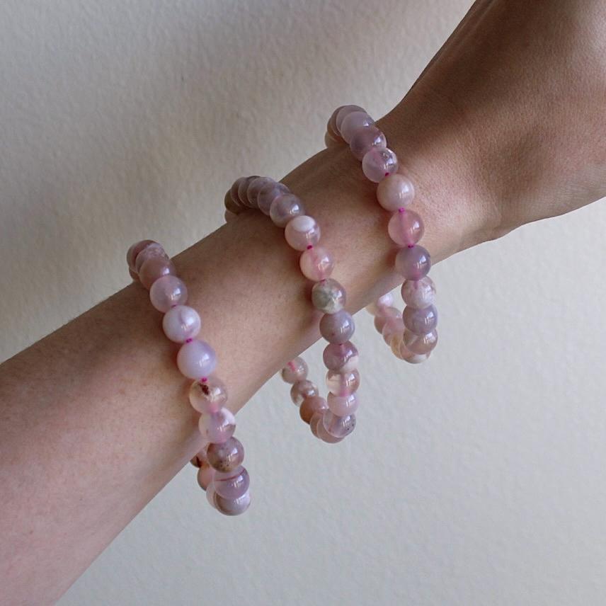 8mm Flower Agate Stretch Bracelet