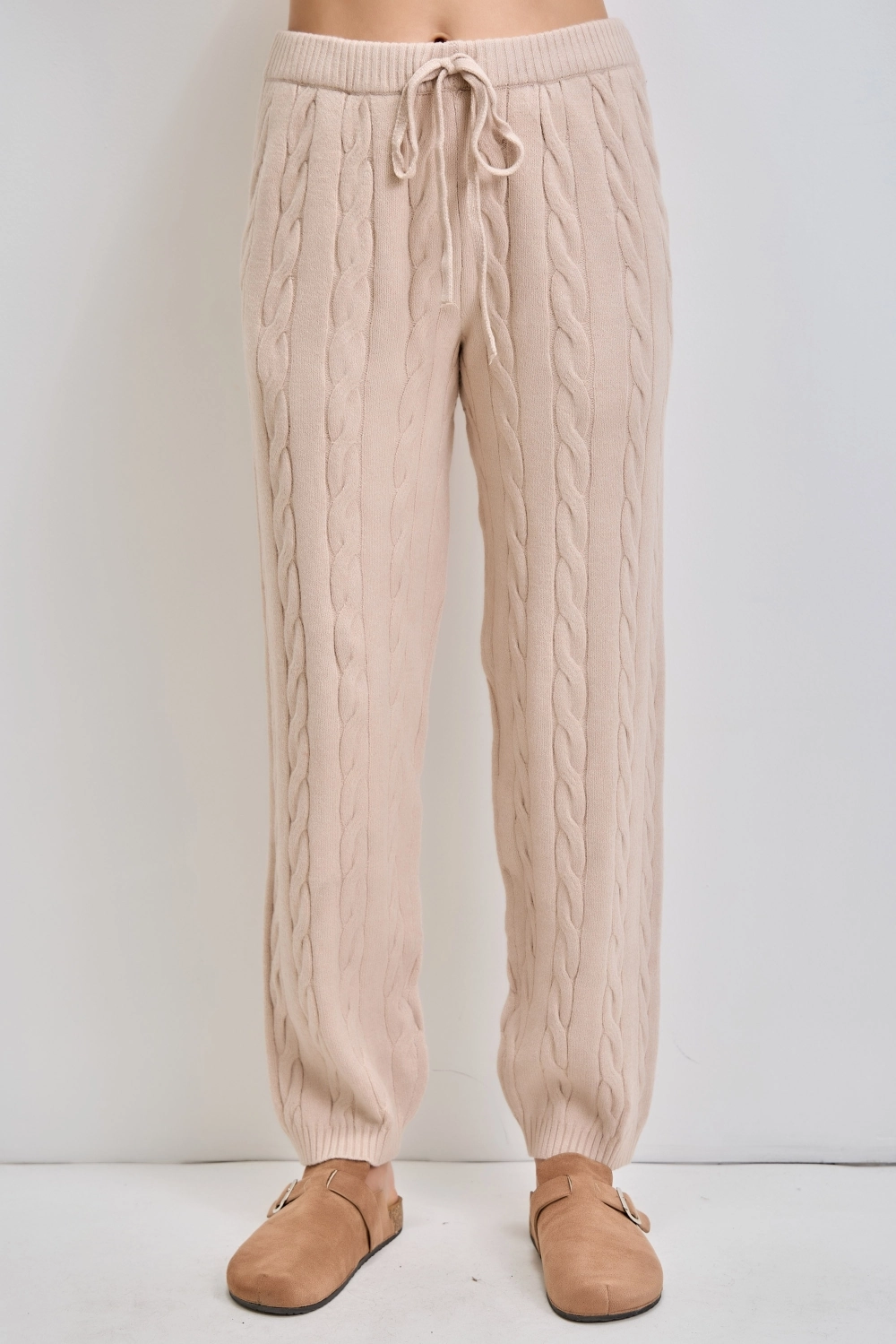 Cable Knit Drawstring Pants