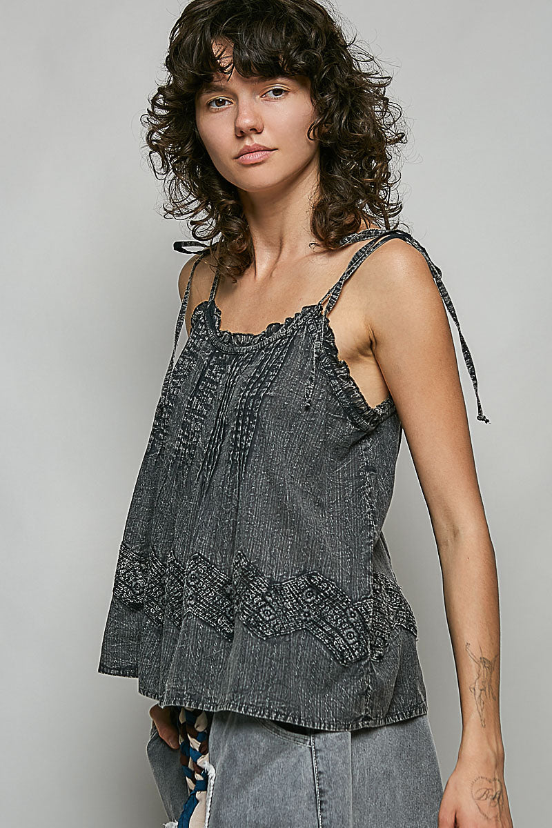 Cotton Lace Panel Tank Top