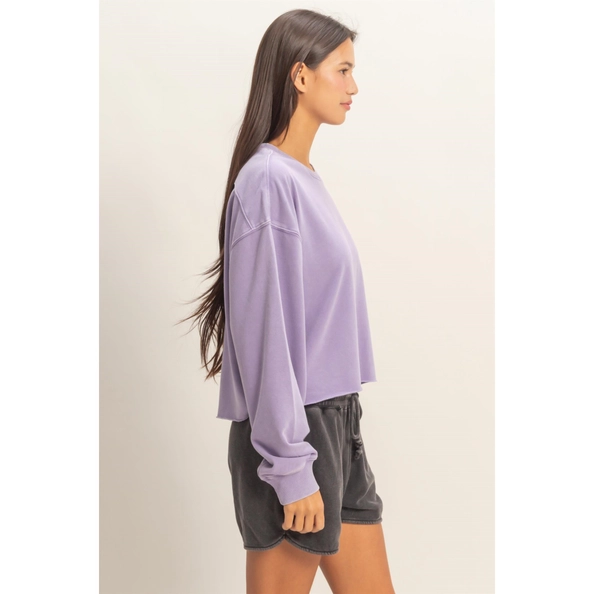 Cropped Mineral Wash Sweatshirt