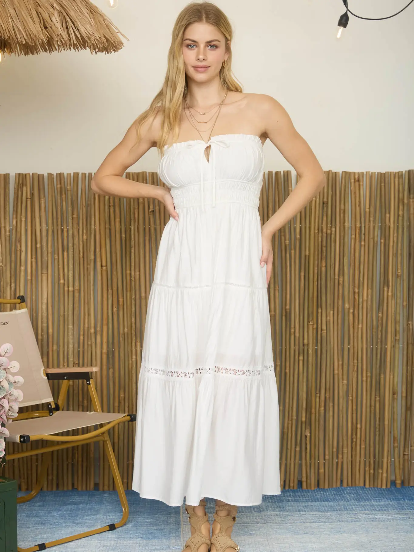 Keyhole Strapless Midi Dress