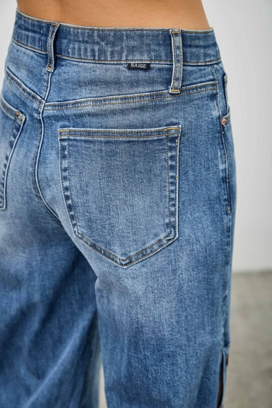 High Rise Wide Leg w/ Rivets Jeans