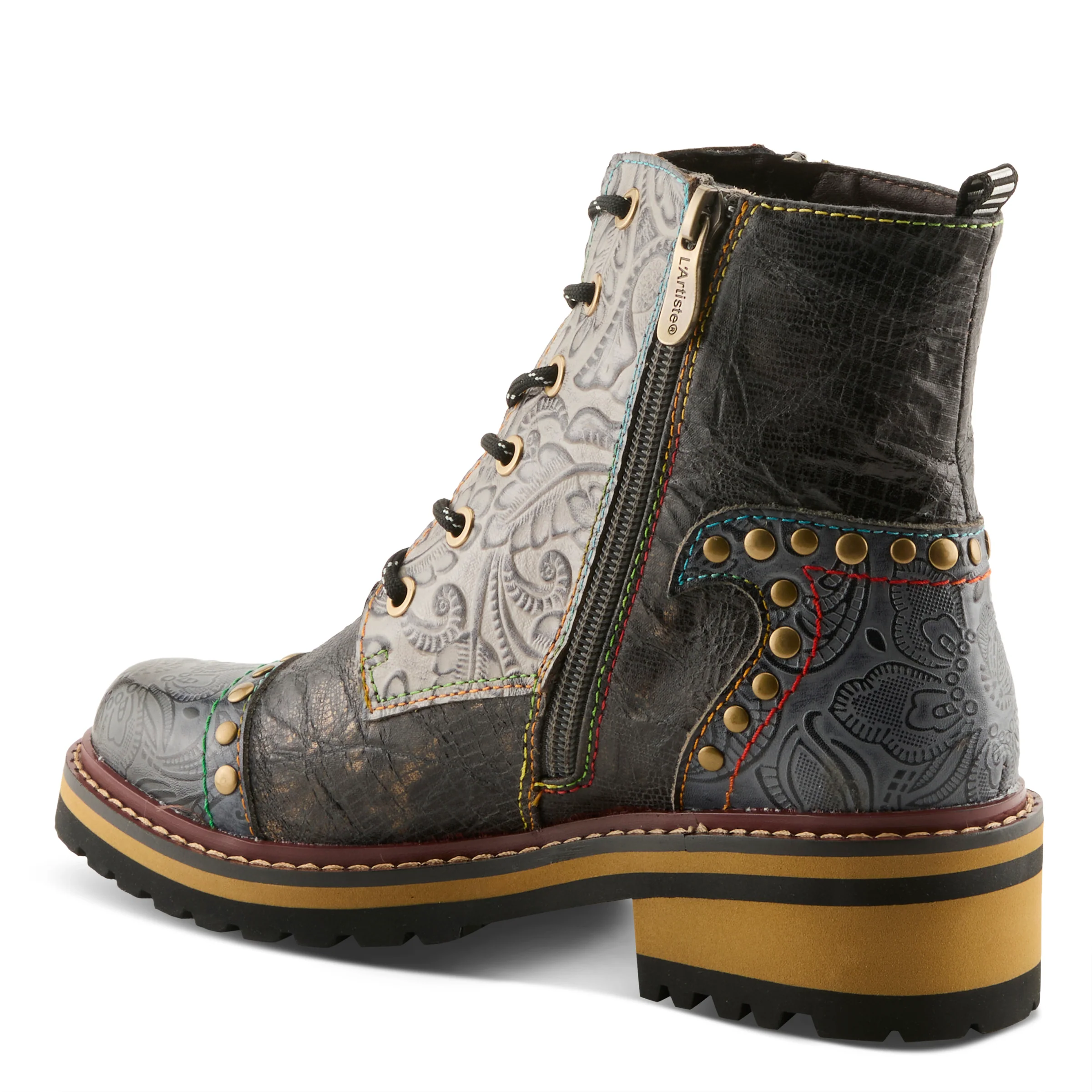 Rugup Leather Bootie with Mixed Textiles
