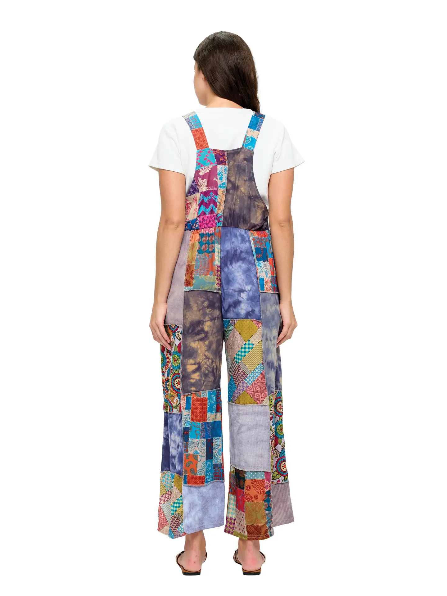 Overall Print Tie Dye Patchwork