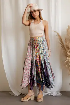 Patchwork Handkerchief Maxi Skirt