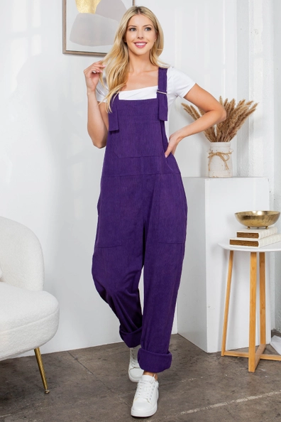 Solid Corduroy Overalls