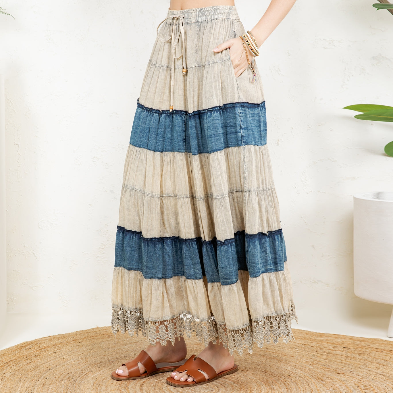 Boho Patchwork Long Skirt
