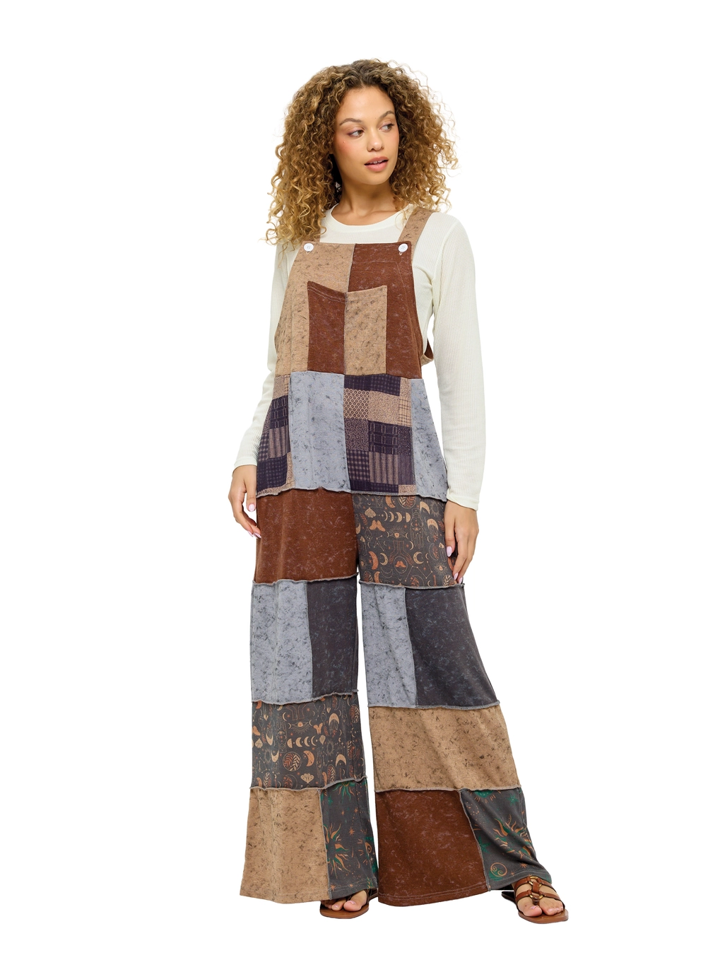 Celestial Gypsy Patchwork Colorblock Overalls