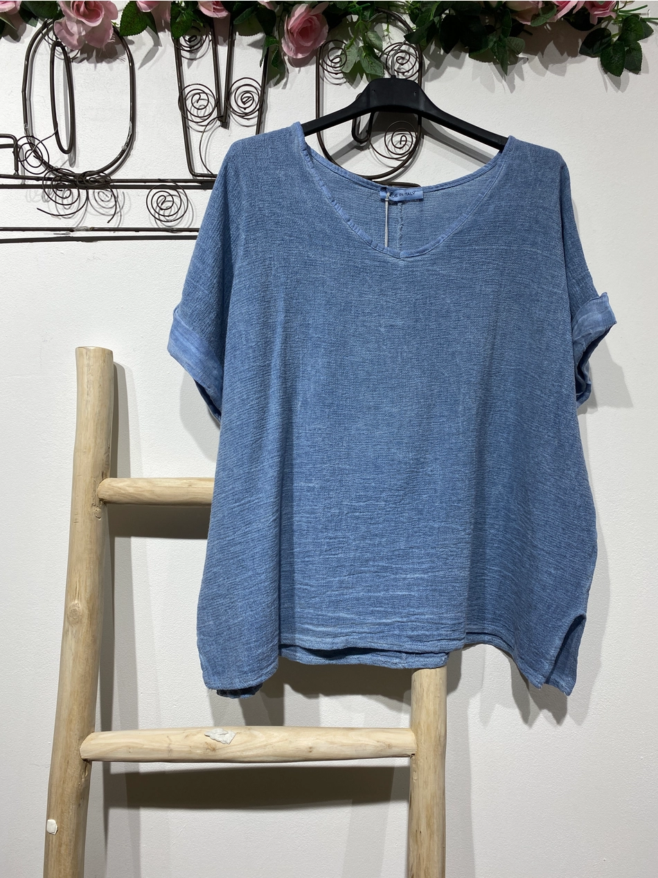 Short Sleeve Blouse-100% Linen