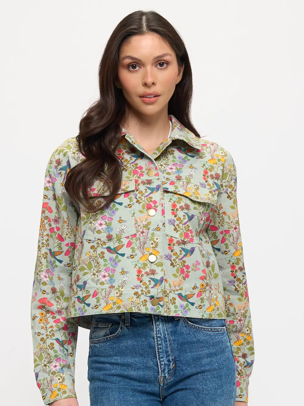 Hummingbird Floral Print Jacket