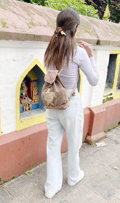 Embroidered Sea Turtle Cotton Backpack