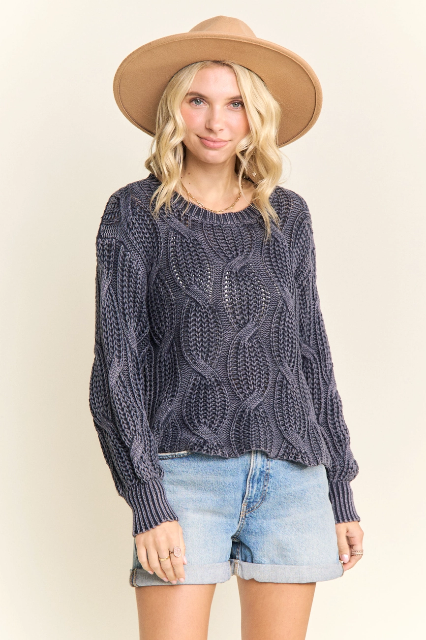 Ribbed Textured Knit Sweater