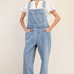 Mineral Washed Barrel Leg Jumpsuit