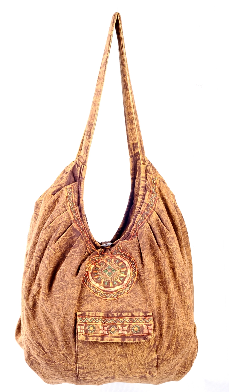 Light Brown Stonewashed Hobo Bag