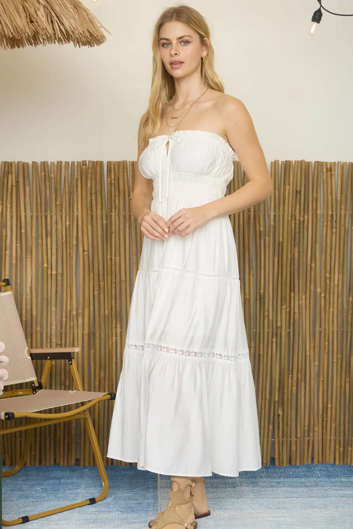 Keyhole Strapless Midi Dress