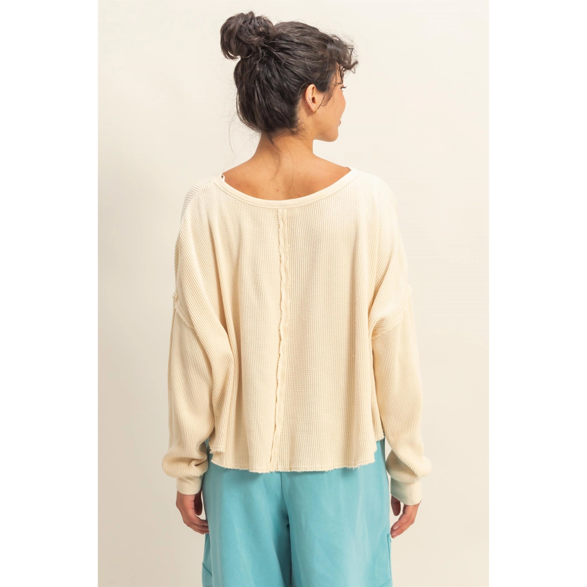 Mineral Wash Waffle Oversized Top