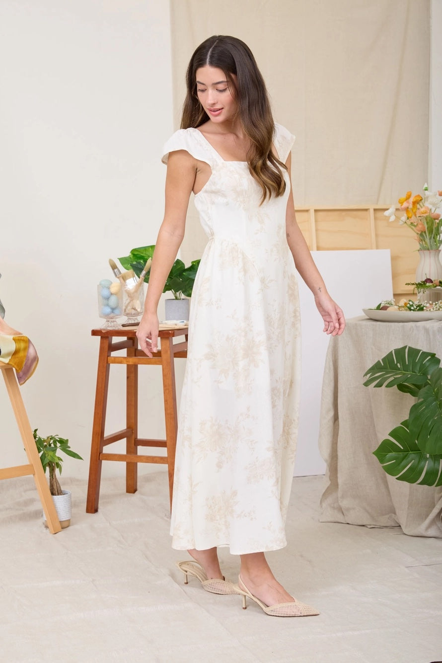 Floral Bell Sleeve Midi Dress